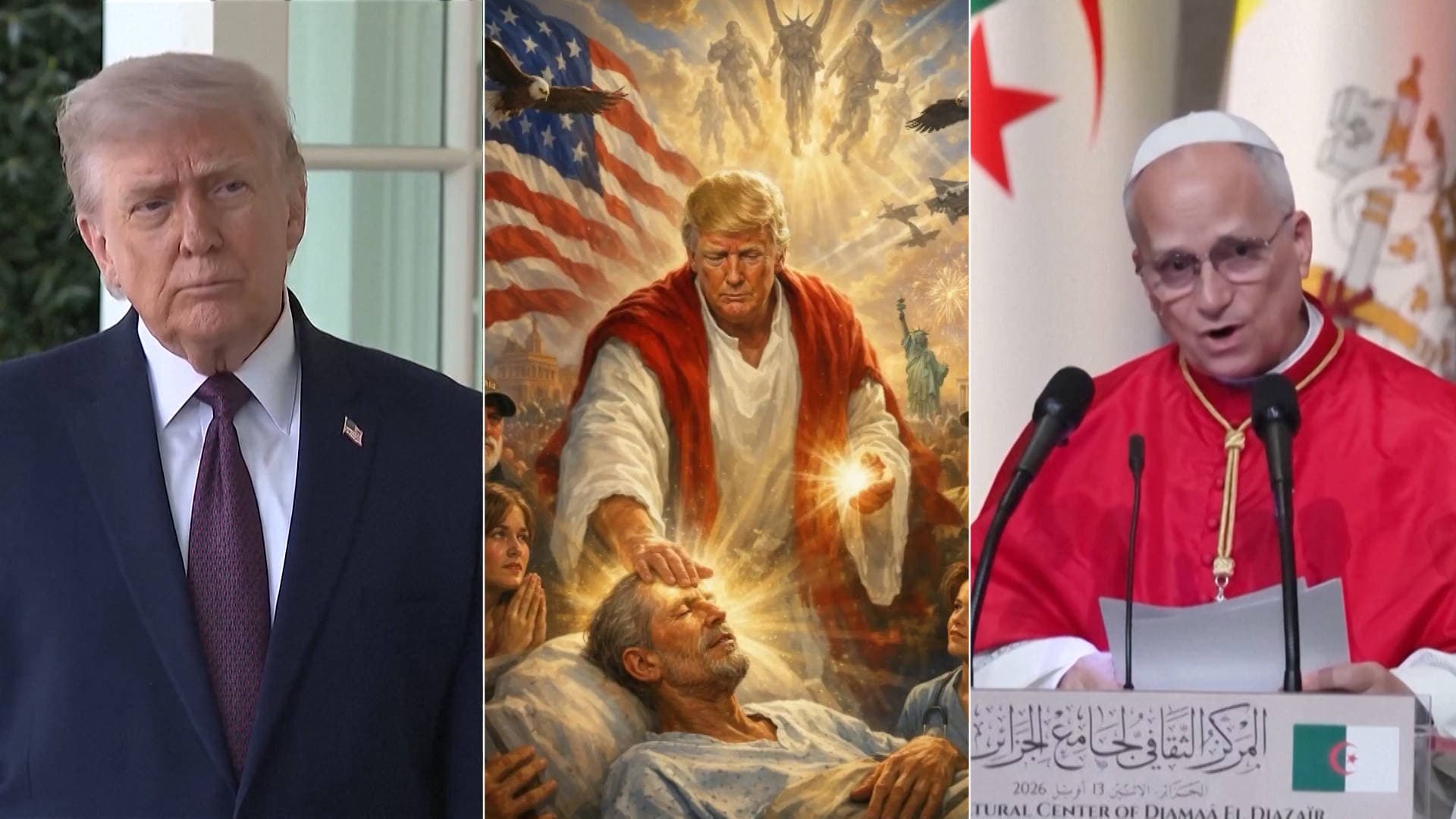 Trump Posts Image of Himself as Jesus, Feuds with American Pope